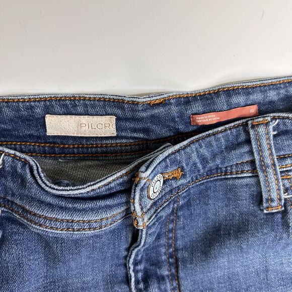 Anthropologie Pilcro Slim Boyfriend Jeans Womens 32 Embroidered Piping Artsy - Picture 4 of 9